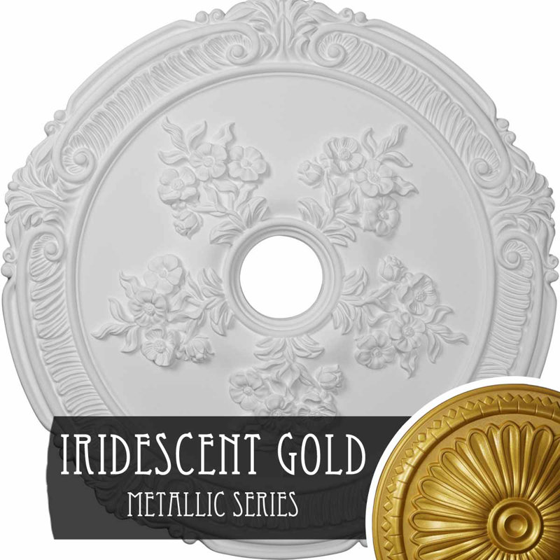 Attica 0.06'' H x 26'' W x 1.5'' D Urethane Ceiling Medallion, Iridescent Gold