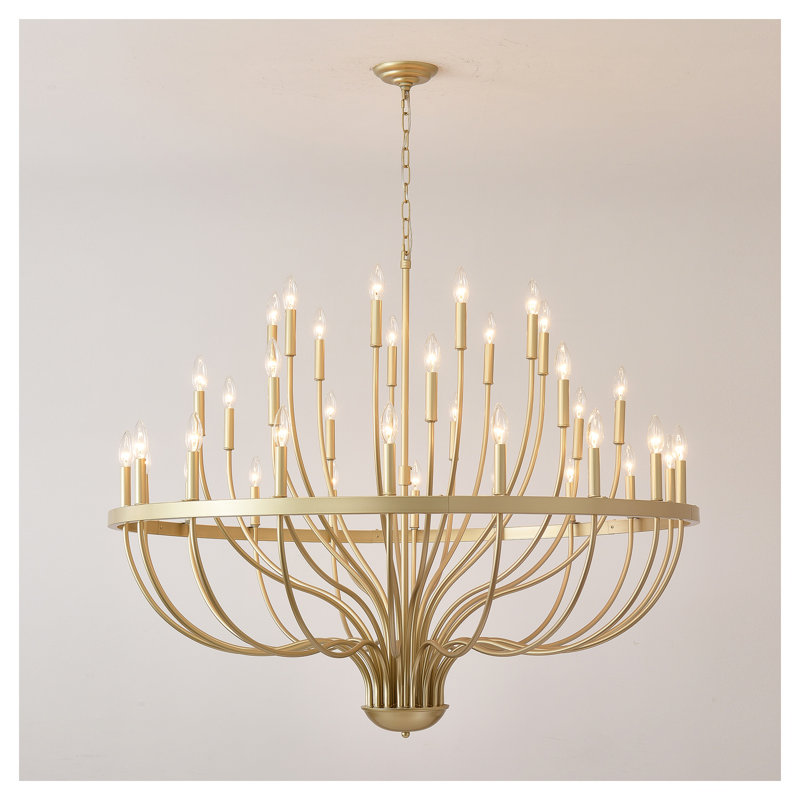Lustre 36 lumières en fer industriel de style bougie