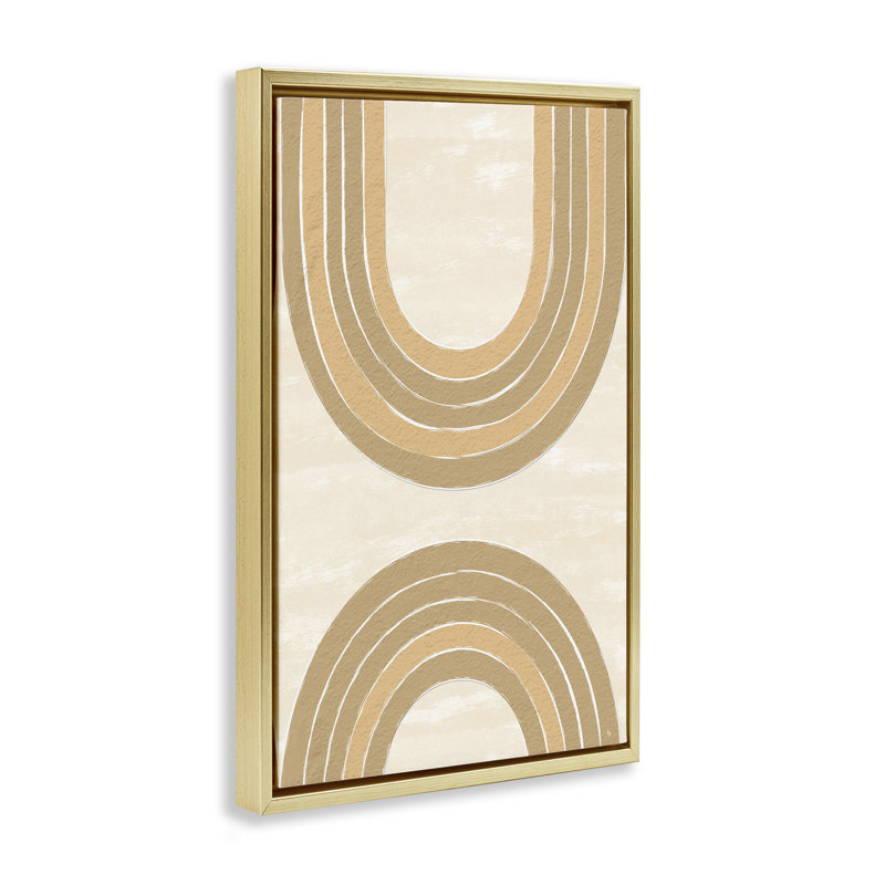 Toile neutre avec arches arc-en-ciel par Martina Pavlova, Cadre flottant métallique doré, H 25 po x l 17 po x P 1,7 po