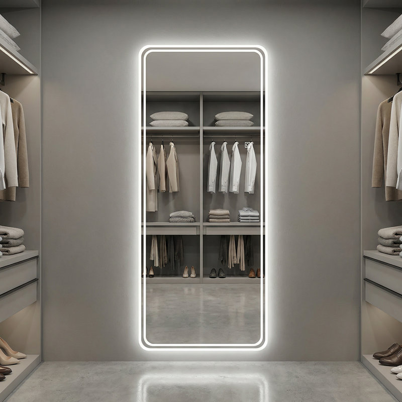  Miroir à DEL pleine longueur 64 po x 21 po - sans cadre, à 3 lumières à intensité variable, incassable pour la chambre à coucher, le vestiaire ou la salle de sport