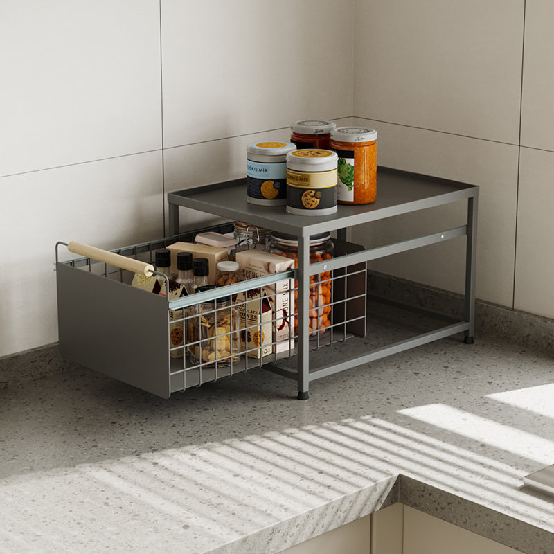 Spice Rack, Black, 25.5cm H x 39cm W x 29.5cm D
