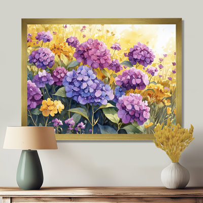 Hortensia d'été jadari en fleurs dans la prairie II - hydrangées, art mural