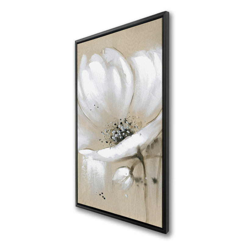 Fleur sauvage blanche abstraite - Toile encadrée pour la décoration intérieure