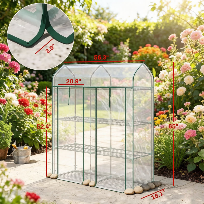 Portable Planters with Storage, 56.3 x 18.1 x 65 in Steel, Modern Home Garden