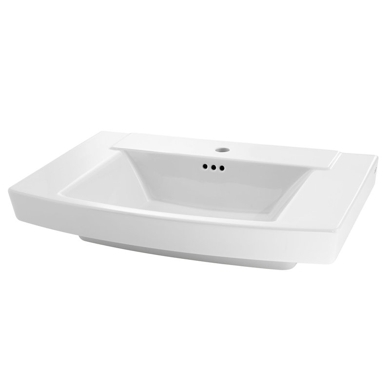 Lavabo de salle de bain piédestal rectangulaire en céramique avec trop-plein Townsend, Blanc