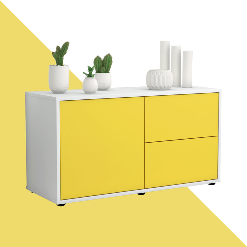 Holtorf 92cm Sideboard, Yellow / Matte White