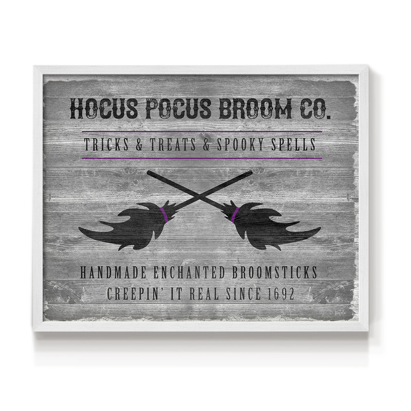 Hocus Pocus Broom Co-Print - Restickable, H 8 po x l 10 po, Blanc