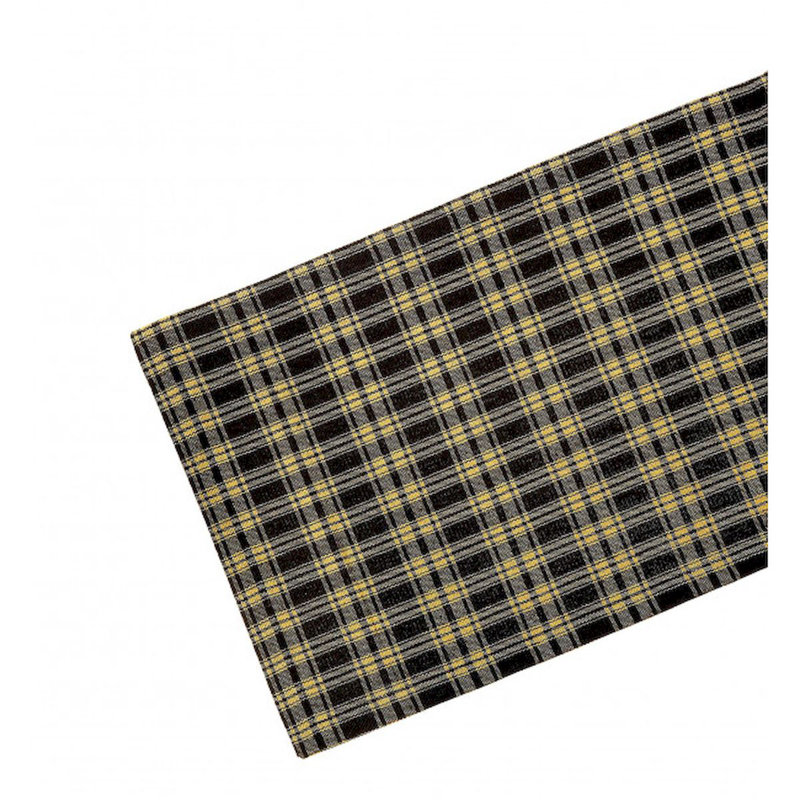 Chemin de table nervuré noir et beige à carreaux, L 36 po x l 13 po