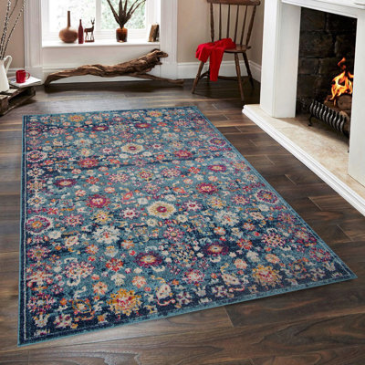 Tapis bleu / rouge / jaune en polypropylène tissé à la machine Adline