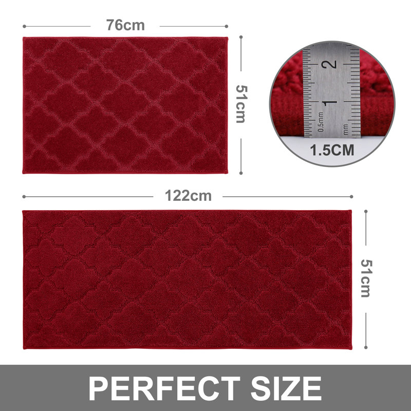 Tapis de cuisine Muhd, Rectangle 1 pi 8 po x 2 pi 6 po + 1 pi 8 po x 4 pi, Rouge