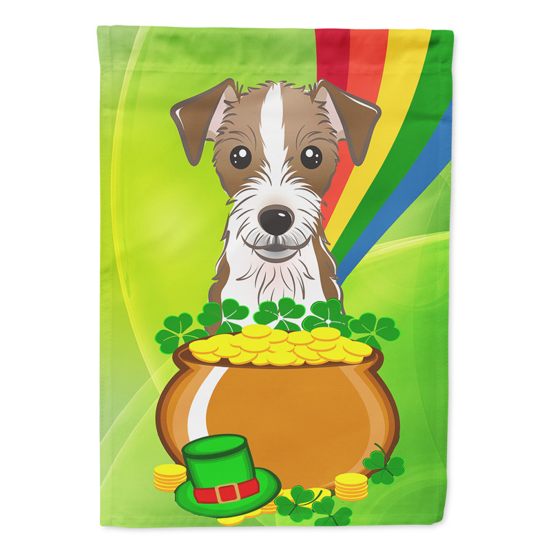 Drapeau de jardin Arella St. Patrick's, Terrier Jack Russell (brun clair et blanc)