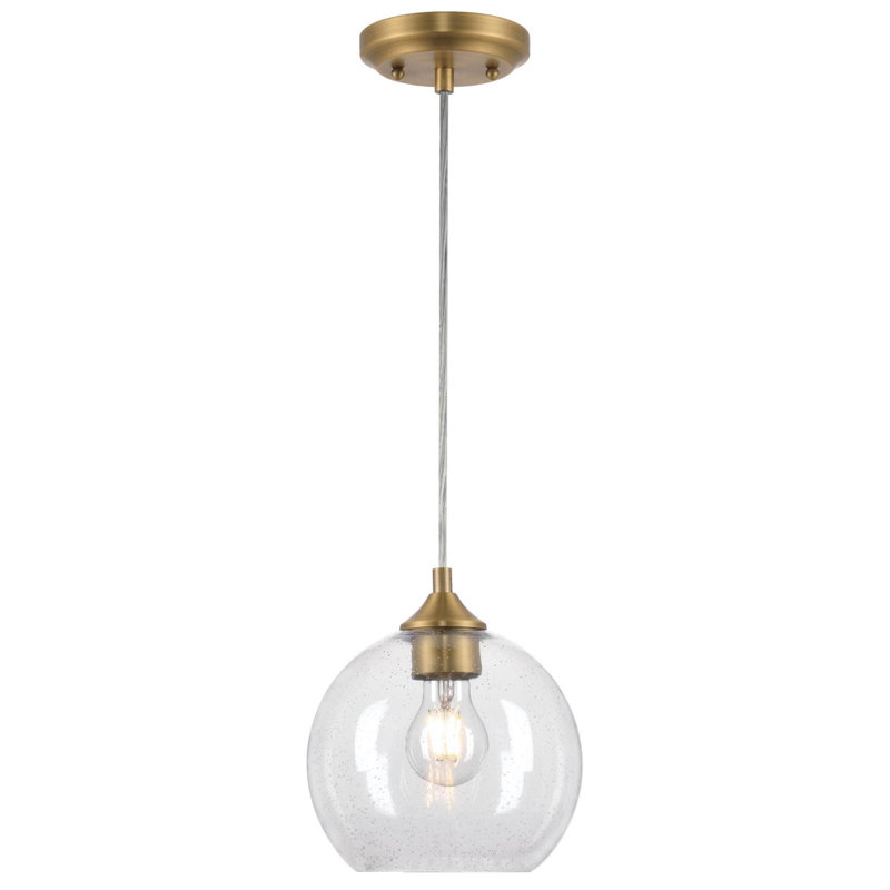 Mini-luminaire suspendu d'intérieur avec verre transparent Tatze, Laiton brossé