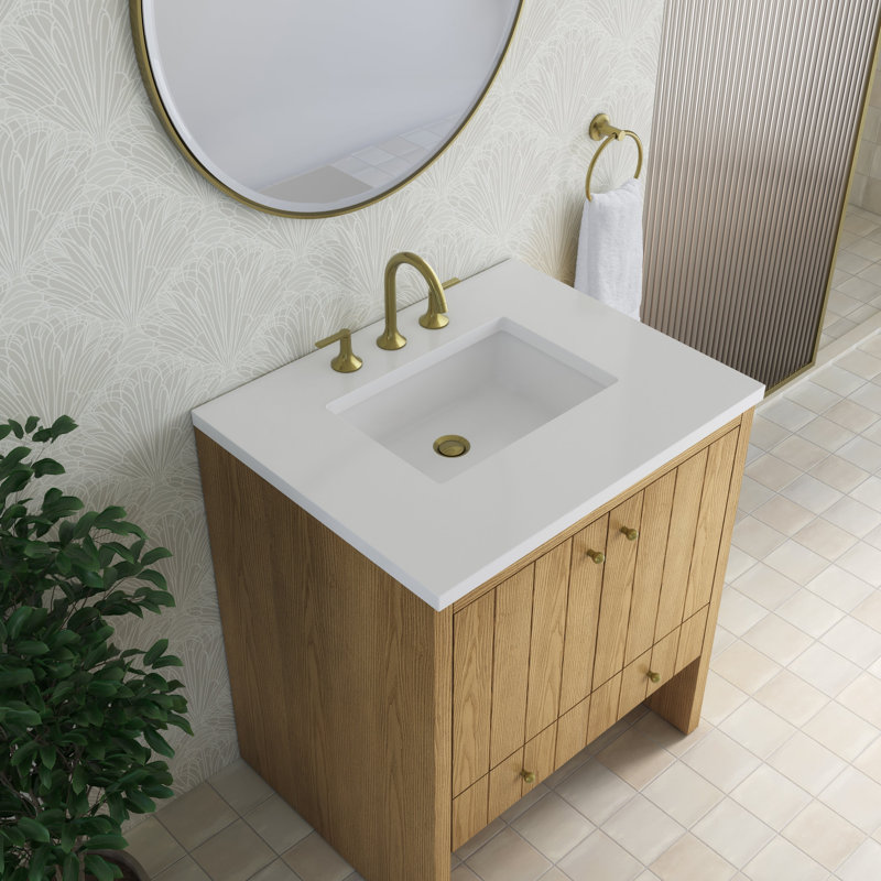 Hudson 30" W Single Vanity Base, Honey Oak