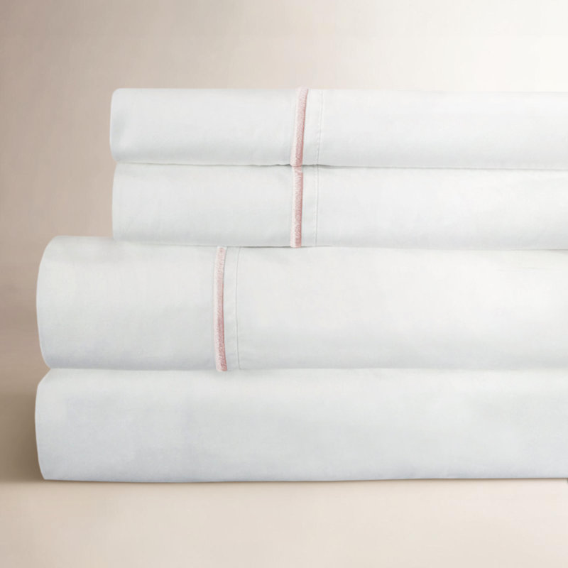 Benin Sheet Set, King Sheet Set + Fitted Sheet + 2 Pillowcases, Rose