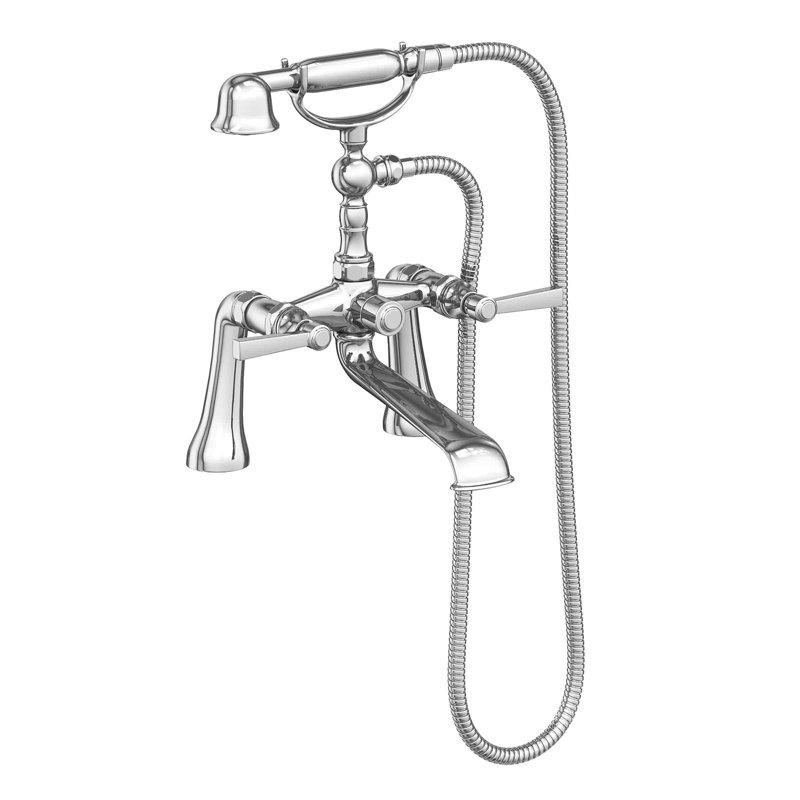 Astor Deck Mount Exposed Tub & Hand Shower Set, Lever Handle, Polished Chrome