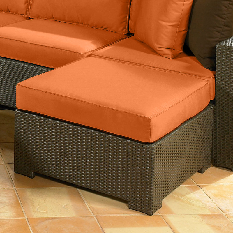 Sunbrella® Outdoor Ottoman Cushion, 3.5" H x 23.5" W x 20.5" D, Sunbrella® Canvas Tangerine