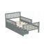Lit plateforme simple en bois manufacturé avec garde-corps des deux côtés et deux tiroirs de rangement, gris-1150942686