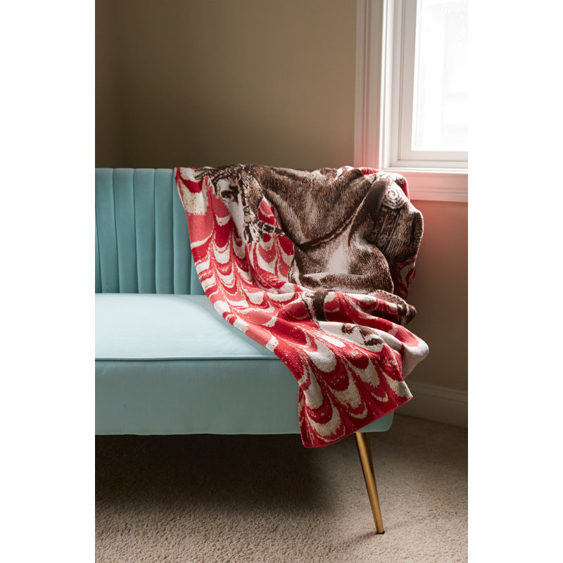 Knitted Throw Blanket, Rosso