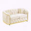 Causeuse Chesterfield de style Mid-Century avec velours italien, décor doré et 2 coussins-1506107399