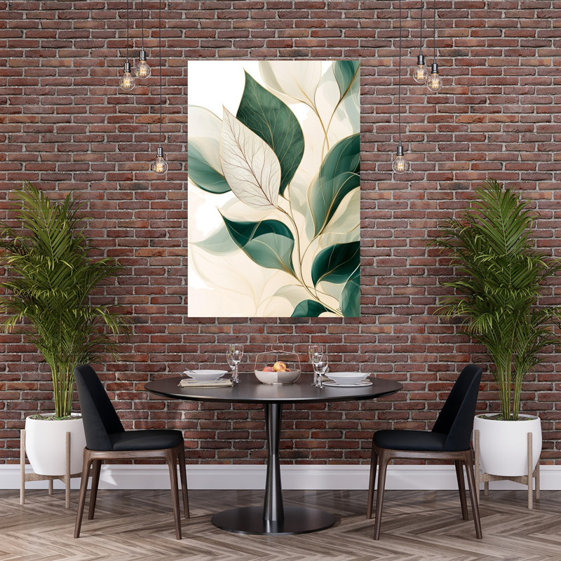 Elegant Green Leaves Abstract Delicate Elegant Nature Landscape Wall Art Print, 152.4cm H x 101.6cm W