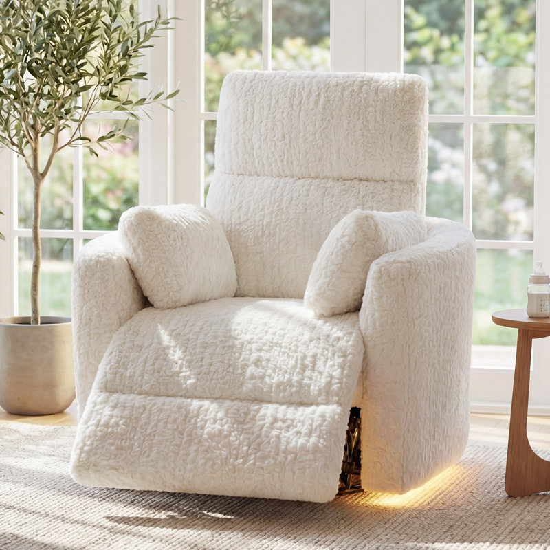 Power Recliner Chair, Swivel Rocker Recliner Glider With USB & Type C Charging Ports-Beige, Beige