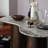 Marble and Mango Wood Organic Shaped Bar Height Table, Walnut