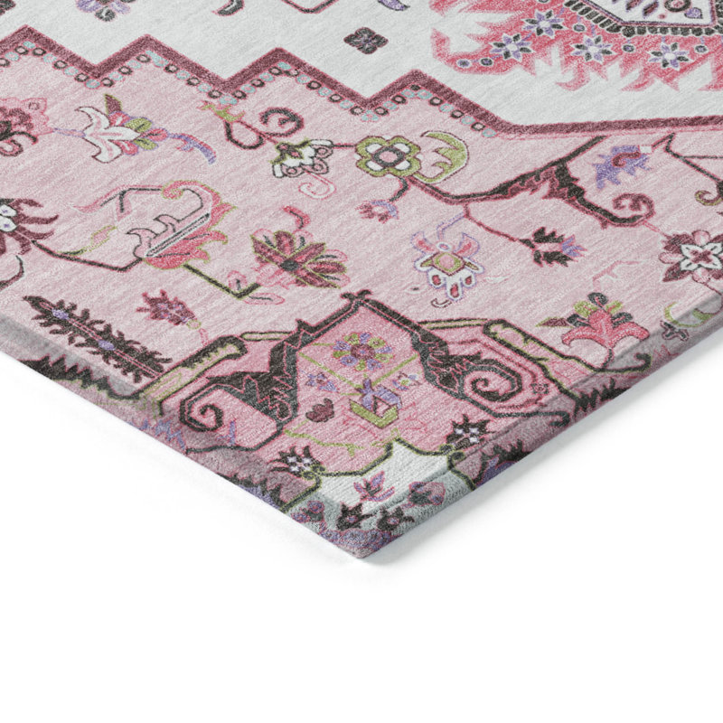 Tapis oriental lavable intérieur rose 9 'X 12'