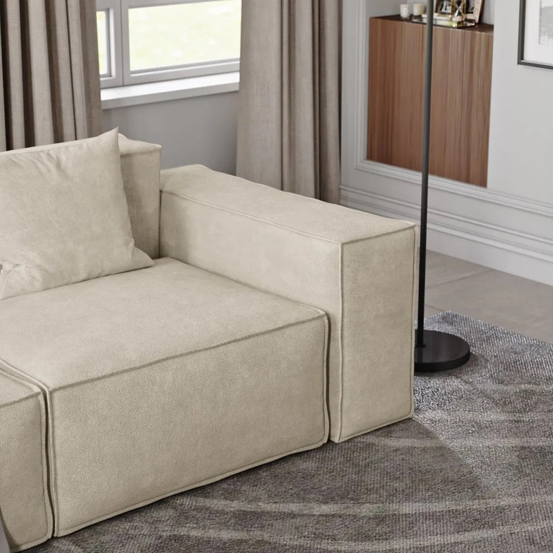 Canapé modulaire surdimensionné en tissu Barrett Minimalist, H 30,2 po x l 115,75 po x P 80,3 po, Beige, 5