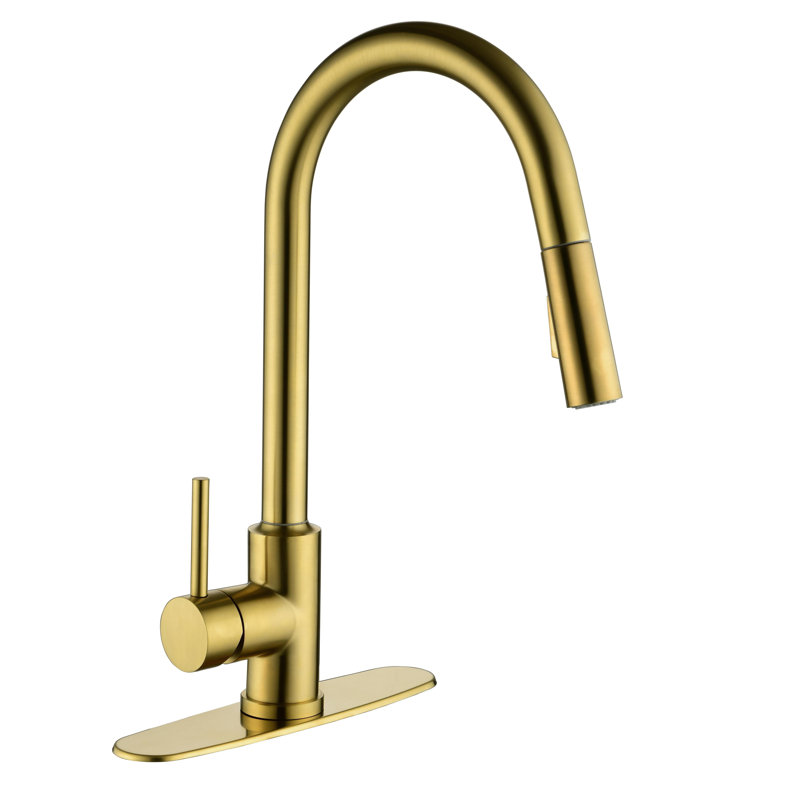 KISRAIS Pull Down Kitchen Faucet, Gold