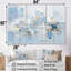 Ensemble de décorations murales abstraites bleues et blanches - Collages abstraits-107740757-107740755