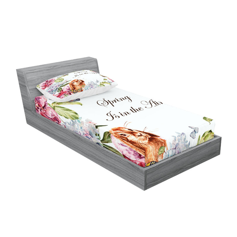 Ambesonne Nature Fitted Sheet & Pillow Sham Set, Multicolor, Twin-XL Sheet Set + 1 Fitted Sheet + 2 Pillowcases