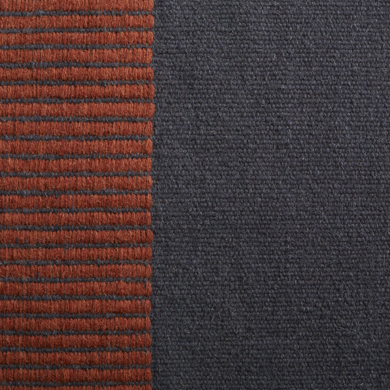 Light Between Wool Striped Area Rug in Indigo/Red, Rectangle 9' x 12'