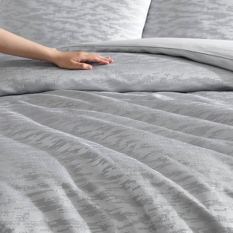 Gray Reversible Microfiber Queen Bedspread Set