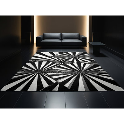 Tapis art déco lavabo lavabo à la machine gris et noir