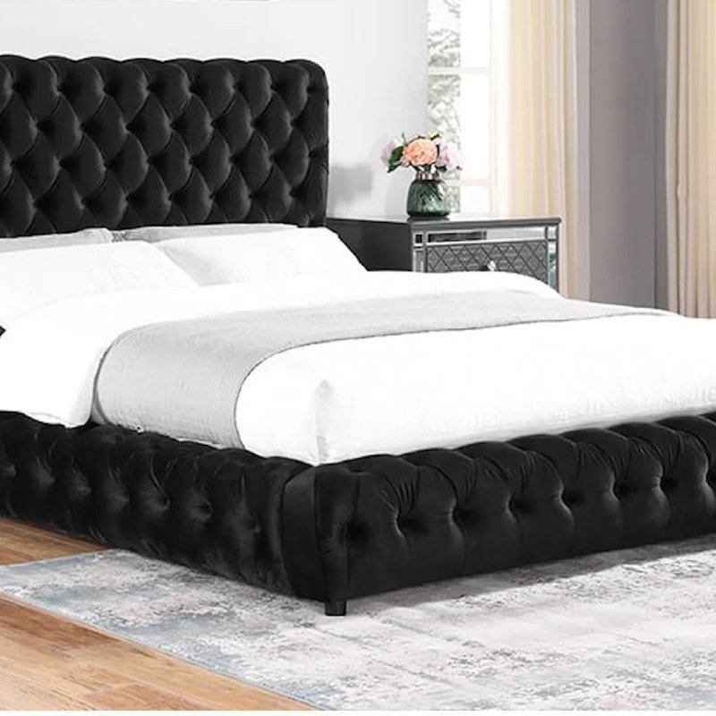 Mobilier de chambre à coucher 1Pc, Noir, Grand lit