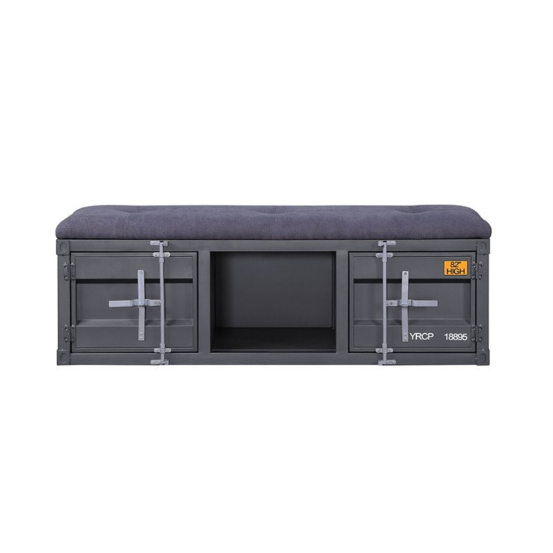 Banc de rangement rembourré Egon, H 19 po x L 50 po x P 16 po, Gris