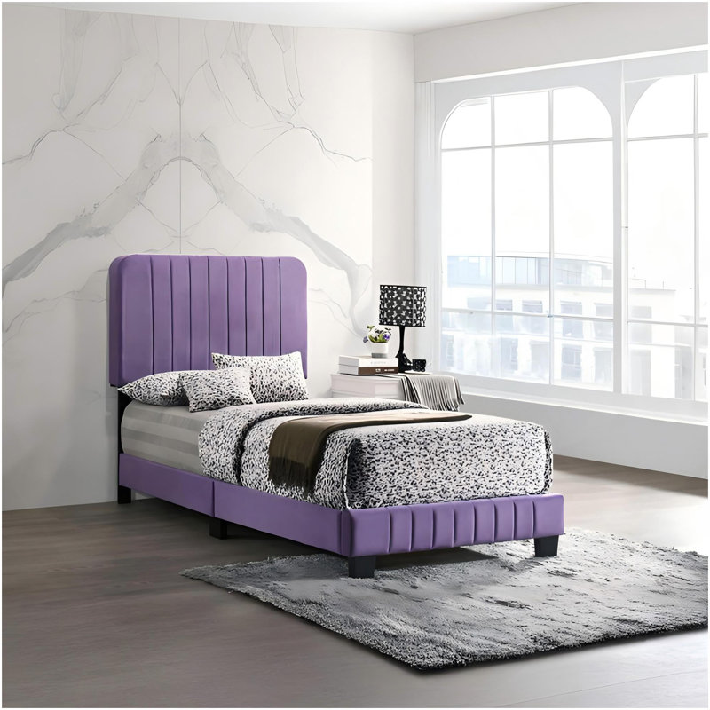 Lit simple contemporain en mauve éclatant