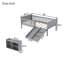 Lit mezzanine simple pour enfants avec glissade, rangement pour bibliothèque mobile, garde-corps, cadre de lit mezzanine bas pour enfants