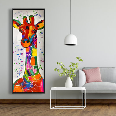 Abstrait girafe colorée avec reproduction de peinture sur toile
