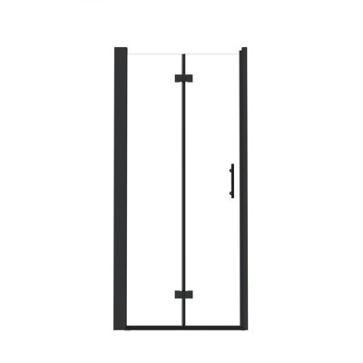 Foldable Design Tempered Glass Matte Black Versatile For Small Bathrooms