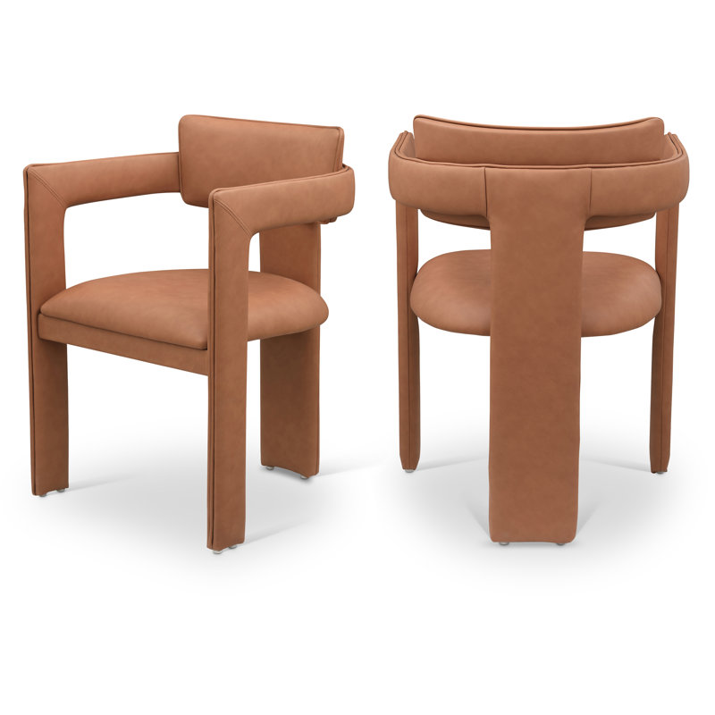 Chaise en cuir Exilda, Cuir cognac végétalien