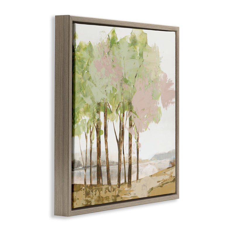Spring Awakening Forest Floating Frame, design by Ian C., Montalcino Elm Floater Frame, 18" H x 18" W