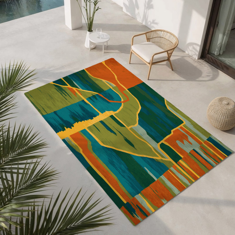 Verdant Wave Indoor And Outdoor Area Rug, Rectangle 8' x 10'