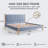 Scandinavian Channel-Tufted Upholstered Bedwith Solid Wood Frame, King ,Blue Linen-28691558-28691552