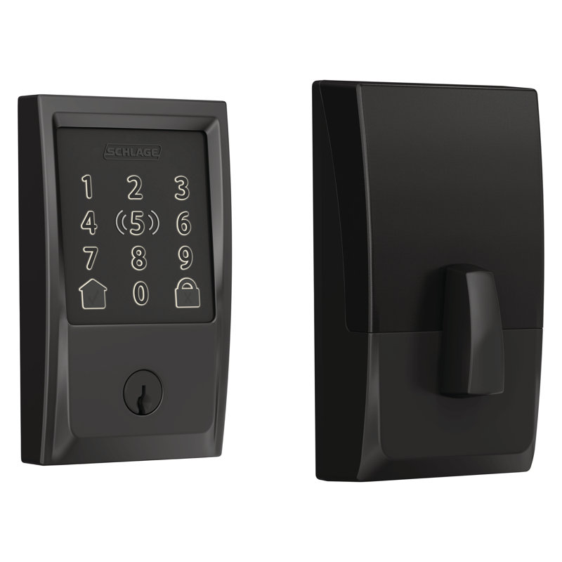 Encode Plus Smart Wifi Deadbolt With Century Trim, Matte Black