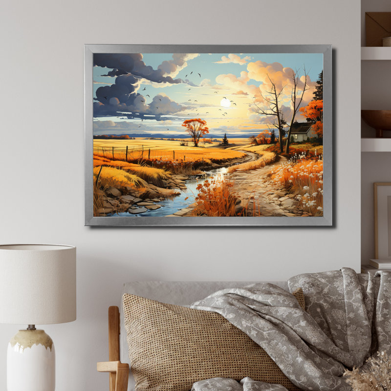 Ciel de tranquillité III sur toile, Cadre simple argenté, H 24 po x l 32 po x P 1 po