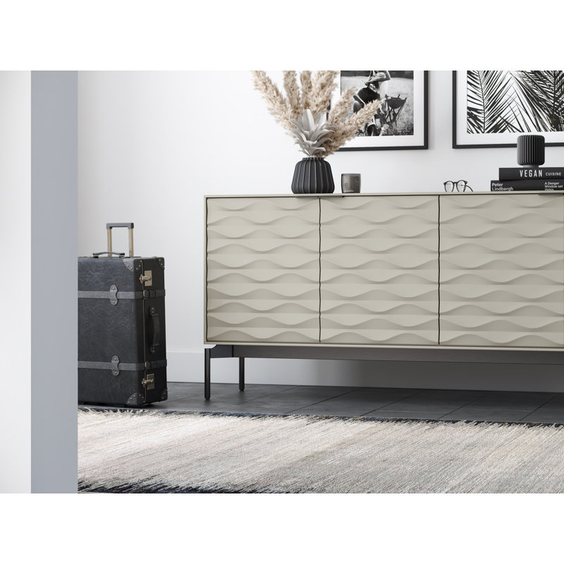 Ripple 79.5'' W Sideboard, Stone/Brushed Carbon