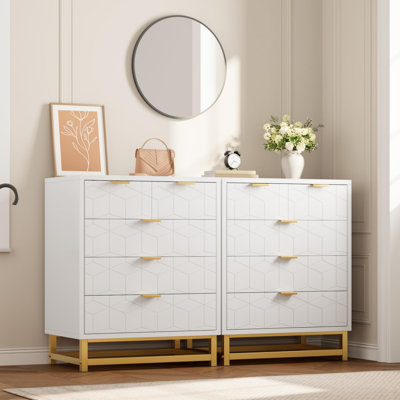 Modern 5 Drawer Entryway Storage Cabinet – Tall Organizer Chest with Metal Legs, Wide Storage, Wooden Construction, Ideal for Bedroom, Hallway, Closet