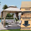 Pavillon de jardin robuste 10 'x 10' avec abattants allongés - Pavillon à toit double à structure stable avec filet et drainage intégré-128935596-129392253