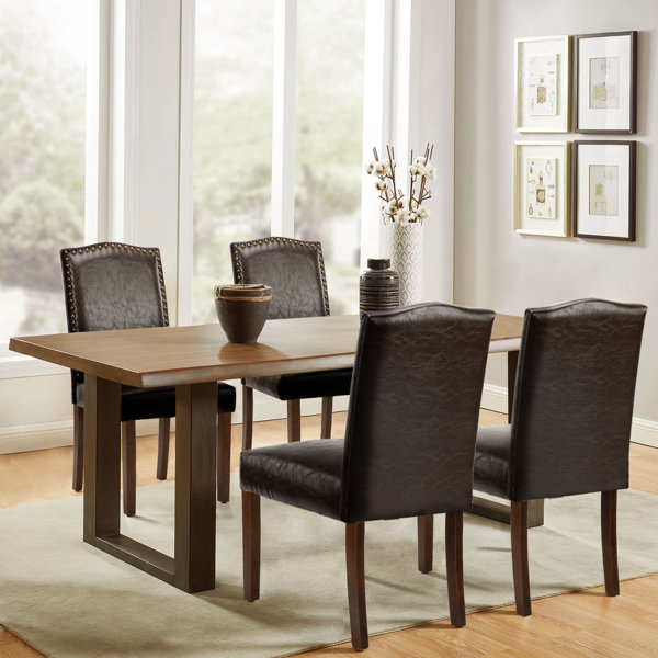 Lark Manor Alevras Fashionable Classic Leather Upholstered Dining ...